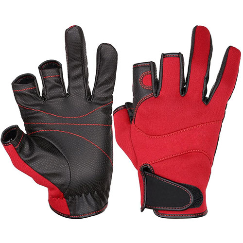 Neoprene Outdoor Sport 3 Cut Fingers Fishing Gloves with Anti-Slip